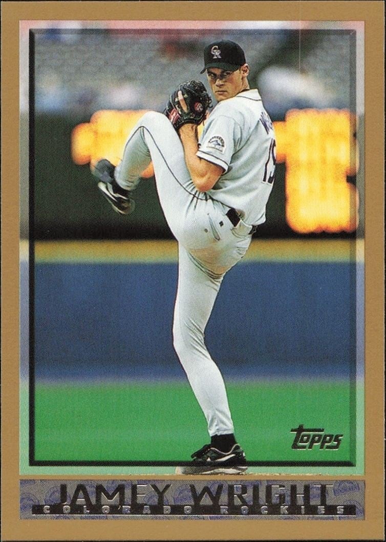 Jamey Wright 1998 Topps #87 Baseball Trading Card - Front 1998 Topps Jamey Wright #87 baseball trading card front