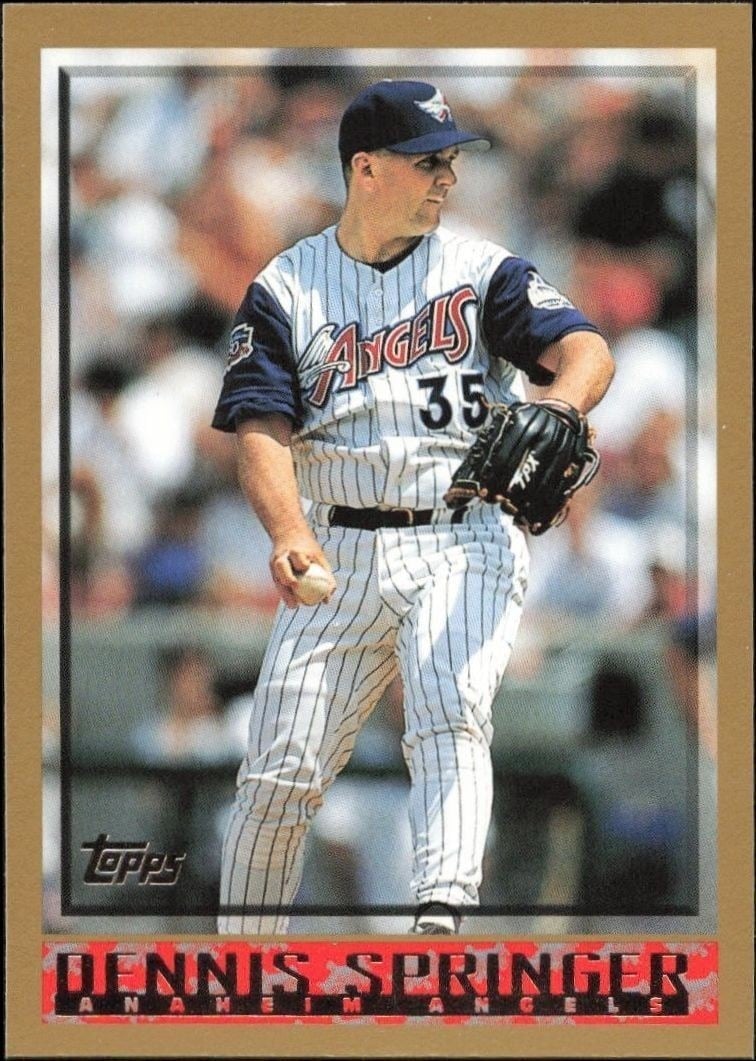 Dennis Springer 1998 Topps #243 Baseball Trading Card - Front 1998 Topps Dennis Springer #243 baseball trading card front