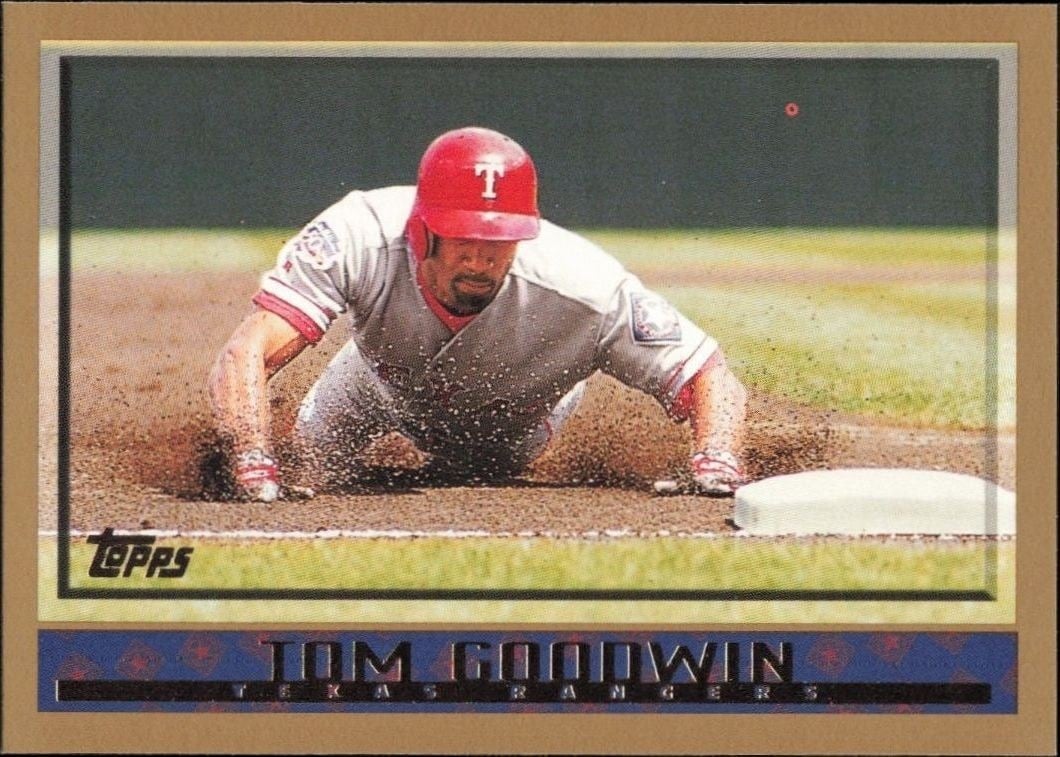 Tom Goodwin 1998 Topps #376 Baseball Trading Card - Front 1998 Topps Tom Goodwin #376 baseball trading card front