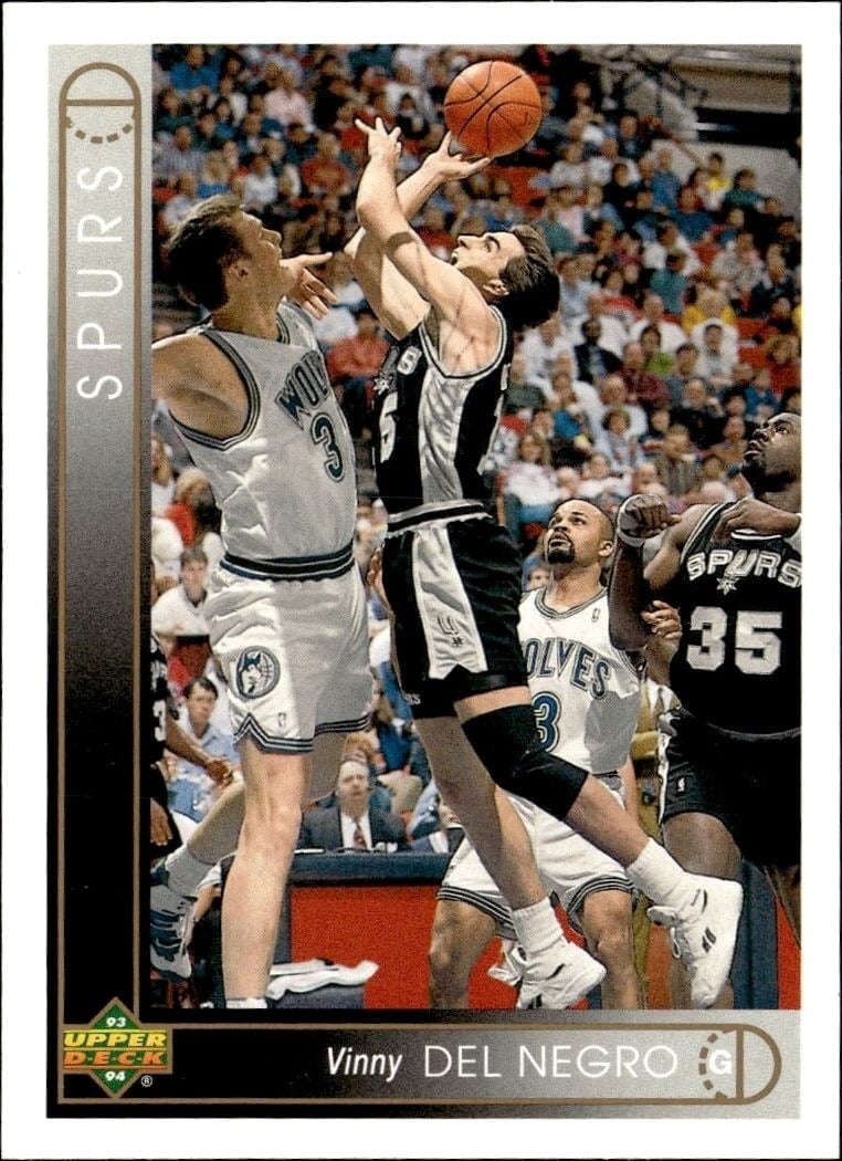 Vinny Del Negro 1993-94 Upper Deck Collector's Choice #140 Basketball Trading Card - Front 1993-94 Upper Deck Collector's Choice Vinny Del Negro #140 basketball trading card front