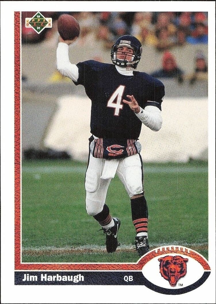Jim Harbaugh 1991 Upper Deck #322 Football Trading Card - Front 1991 Upper Deck Jim Harbaugh #322 football trading card front