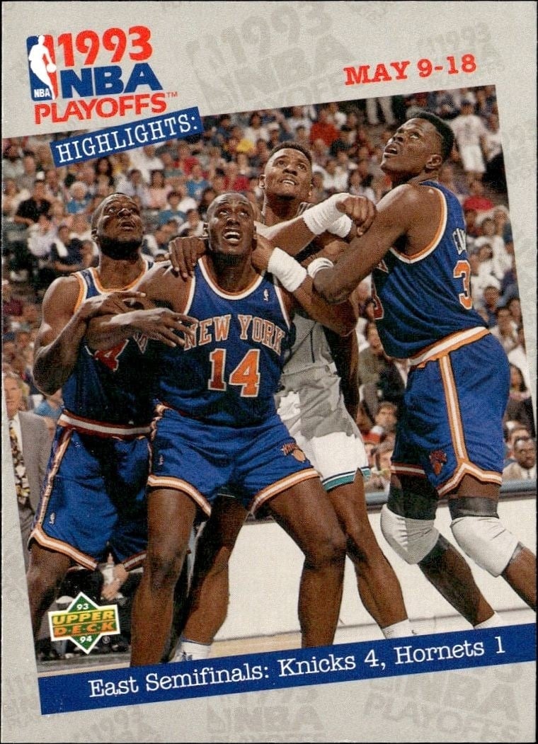 1993-94 Upper-Deck Collector's Choice East Semifinals: Knicks 4, Hornets 1 #186 trading card