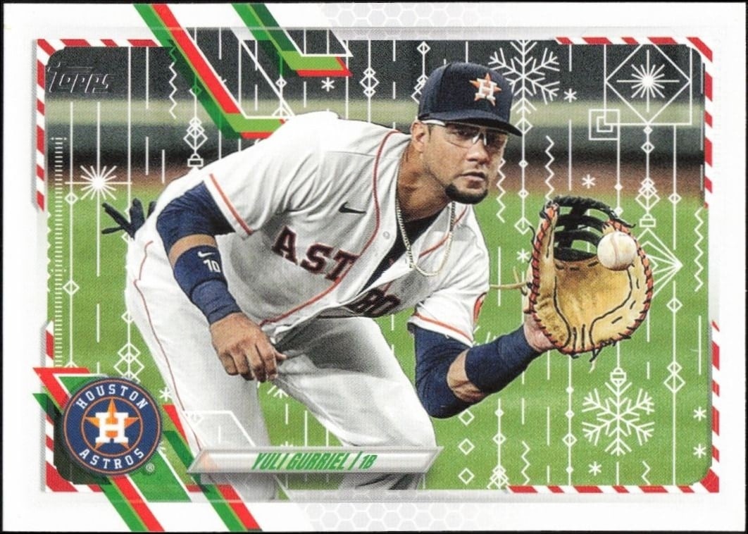 Yulieski Gurriel 2021 Topps Holiday #HW51 Baseball Trading Card - Front 2021 Topps Holiday Yulieski Gurriel #HW51 baseball trading card front