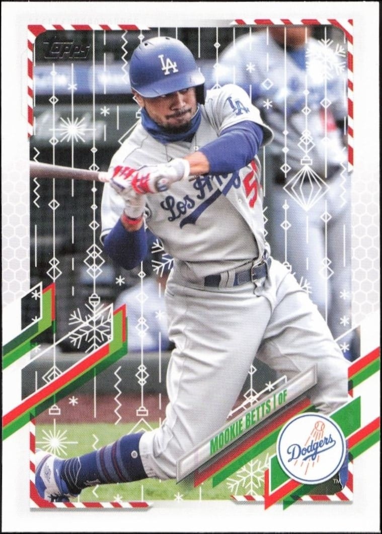 Mookie Betts 2021 Topps Holiday #HW150 Baseball Trading Card - Front 2021 Topps Holiday Mookie Betts #HW150 baseball trading card front