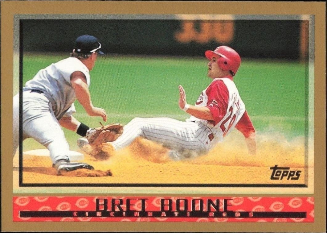 Bret Boone 1998 Topps #232 Baseball Trading Card - Front 1998 Topps Bret Boone #232 baseball trading card front