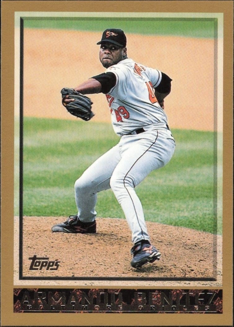 Armando Benitez 1998 Topps #203 Baseball Trading Card - Front 1998 Topps Armando Benitez #203 baseball trading card front