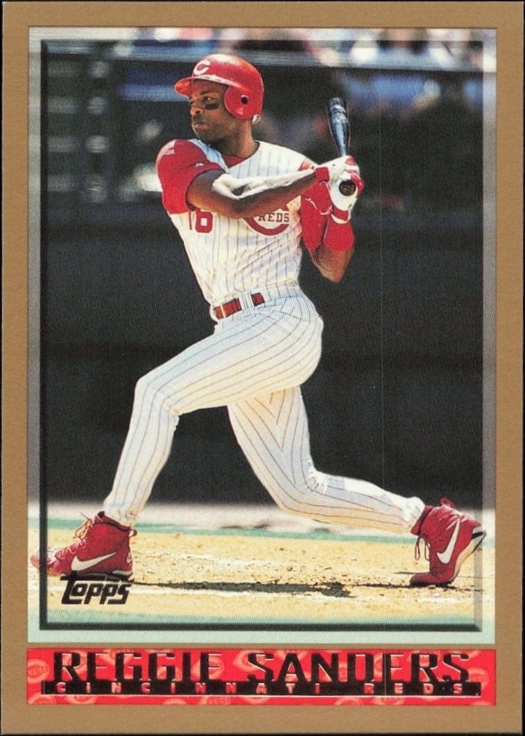 Reggie Sanders 1998 Topps #364 Baseball Trading Card - Front 1998 Topps Reggie Sanders #364 baseball trading card front