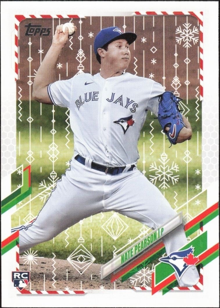 Nate Pearson 2021 Topps Holiday #HW219 Baseball Trading Card - Front 2021 Topps Holiday Nate Pearson #HW219 baseball trading card front