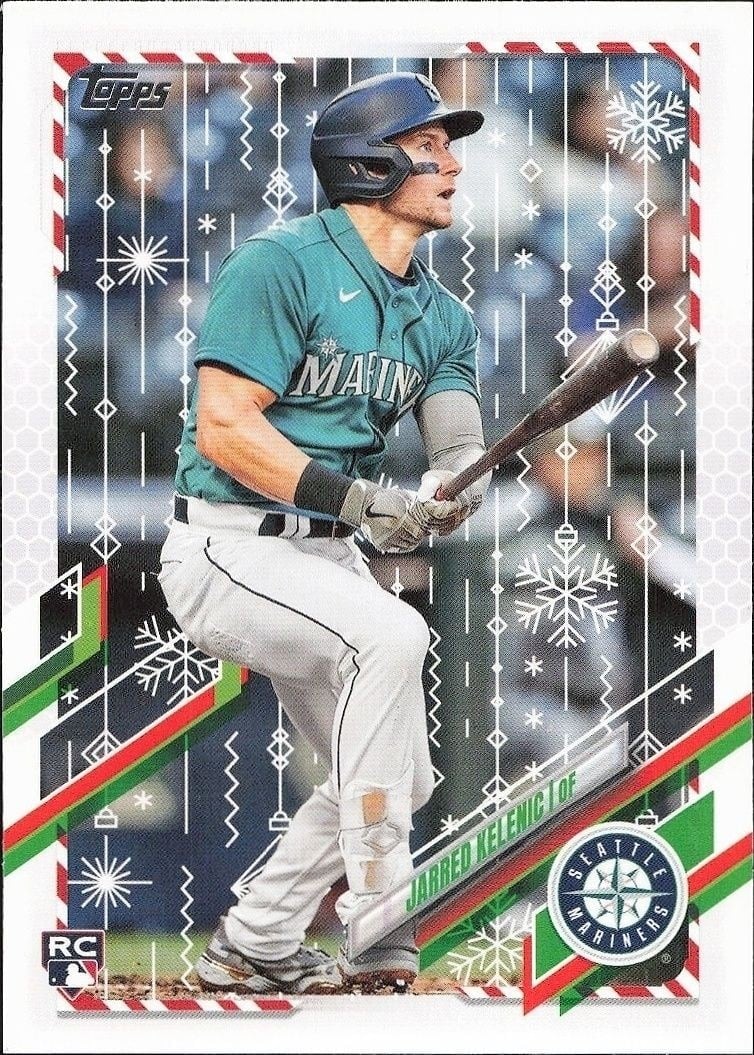 Jarred Kelenic 2021 Topps Holiday #HW86 Baseball Trading Card - Front 2021 Topps Holiday Jarred Kelenic #HW86 baseball trading card front