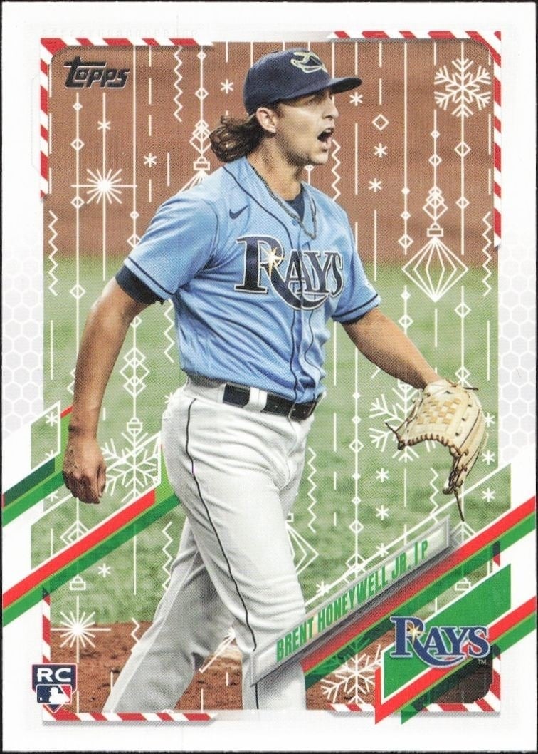 Brent Honeywell Jr. 2021 Topps Holiday #HW24 Baseball Trading Card - Front 2021 Topps Holiday Brent Honeywell Jr. #HW24 baseball trading card front