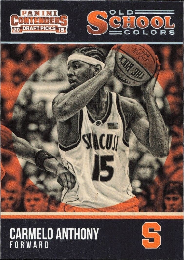 Carmelo Anthony 2015-16 Panini Contenders Draft Picks #4 Basketball Trading Card - Front 2015-16 Panini Contenders Draft Picks Carmelo Anthony #4 basketball trading card front
