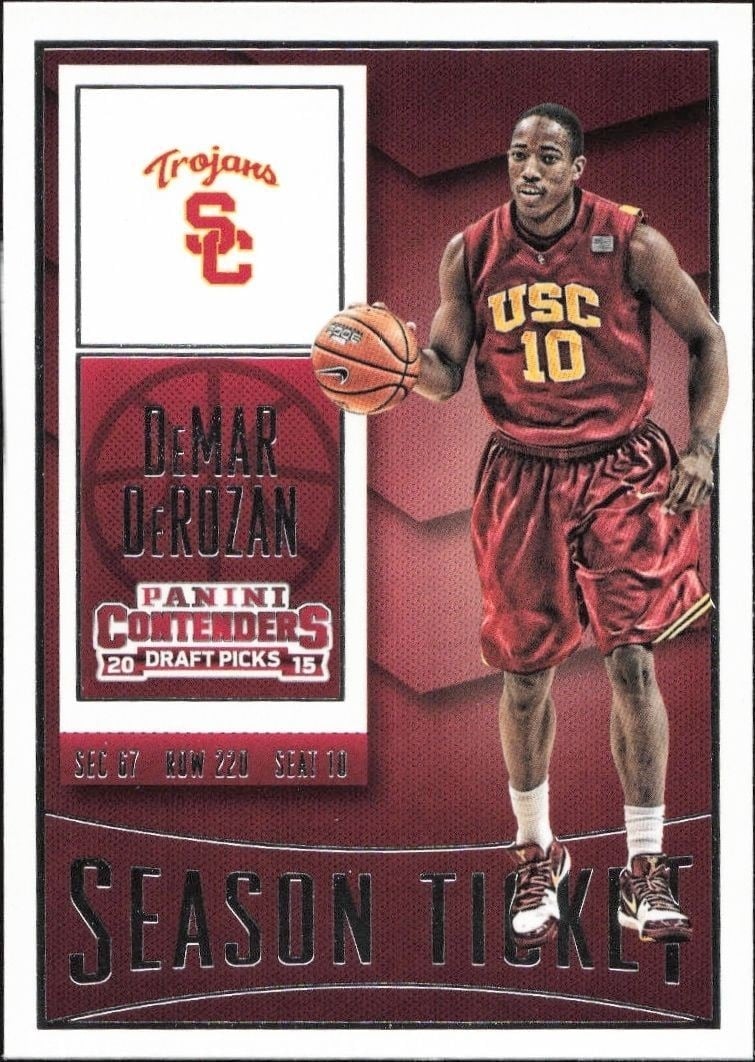 DeMar DeRozan 2015-16 Panini Contenders Draft Picks #24 Basketball Trading Card - Front 2015-16 Panini Contenders Draft Picks DeMar DeRozan #24 basketball trading card front