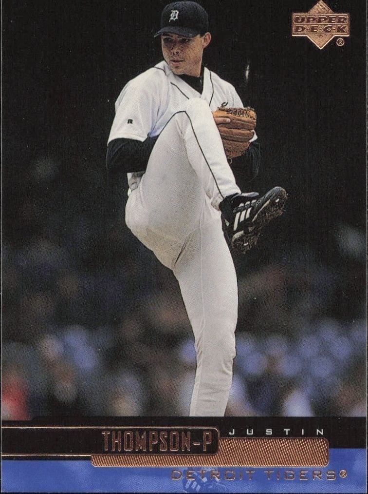 Justin Thompson 2000 Upper Deck #113 Baseball Trading Card - Front 2000 Upper Deck Justin Thompson #113 baseball trading card front