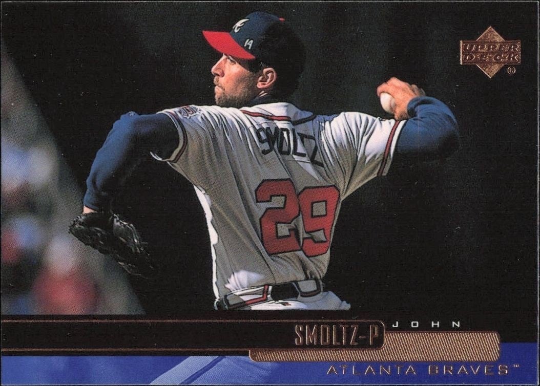 John Smoltz 2000 Upper Deck #50 Baseball Trading Card - Front 2000 Upper Deck John Smoltz #50 baseball trading card front