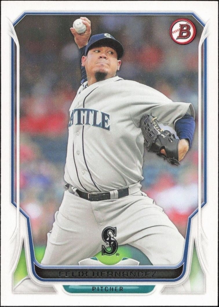 Felix Hernandez 2014 Bowman #102 Baseball Trading Card - Front 2014 Bowman Felix Hernandez #102 baseball trading card front