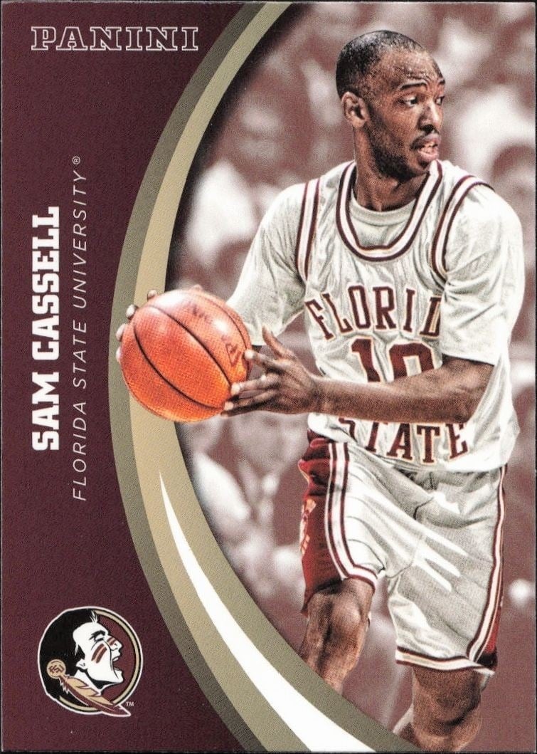 Sam Cassell 2015-16 Panini Florida State Seminoles #24 Basketball Trading Card - Front 2015-16 Panini Florida State Seminoles Sam Cassell #24 basketball trading card front