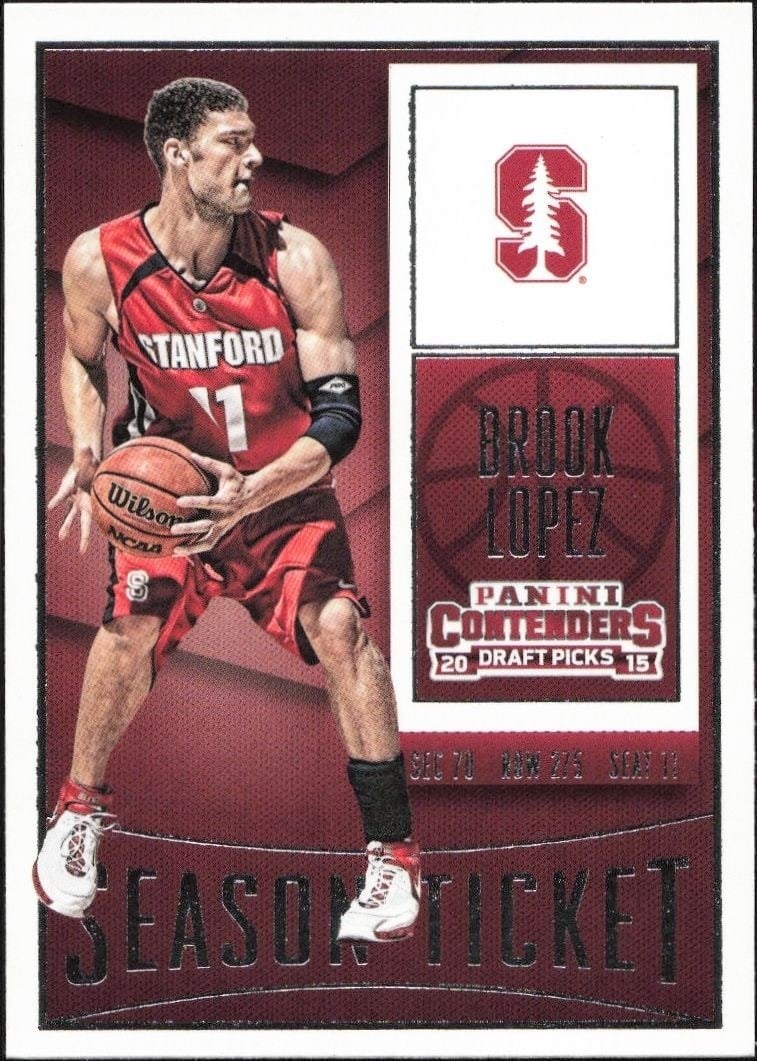 Brook Lopez 2015-16 Panini Contenders Draft Picks #13 Basketball Trading Card - Front 2015-16 Panini Contenders Draft Picks Brook Lopez #13 basketball trading card front