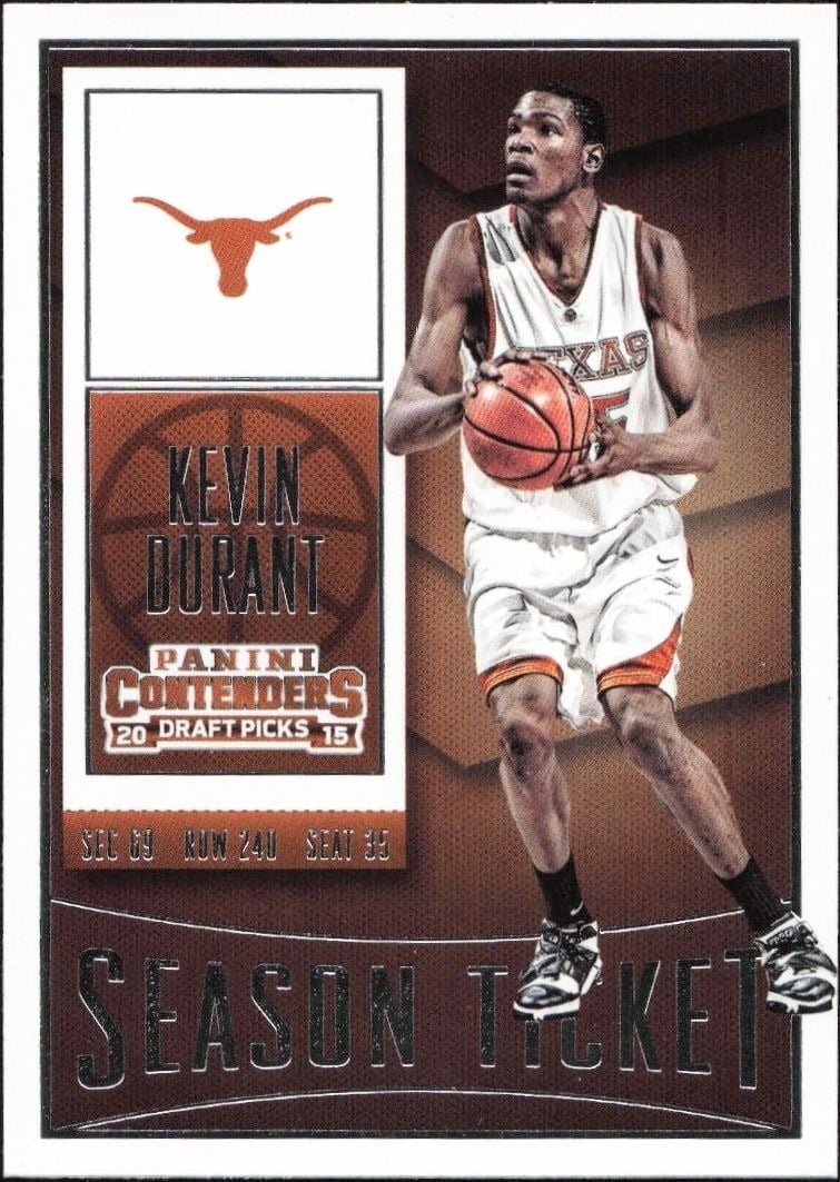 Kevin Durant 2015-16 Panini Contenders Draft Picks #57 Basketball Trading Card - Front 2015-16 Panini Contenders Draft Picks Kevin Durant #57 basketball trading card front