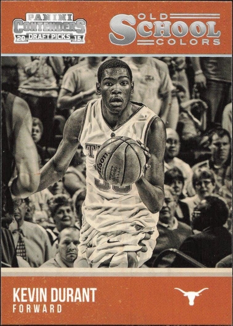 Kevin Durant 2015-16 Panini Contenders Draft Picks #18 Basketball Trading Card - Front 2015-16 Panini Contenders Draft Picks Kevin Durant #18 basketball trading card front