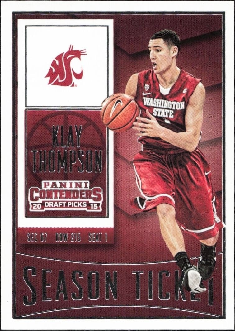 Klay Thompson 2015-16 Panini Contenders Draft Picks #61 Basketball Trading Card - Front 2015-16 Panini Contenders Draft Picks Klay Thompson #61 basketball trading card front