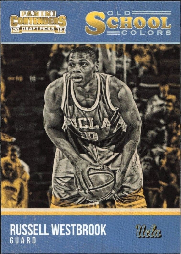 Russell Westbrook 2015-16 Panini Contenders Draft Picks #28 Basketball Trading Card - Front 2015-16 Panini Contenders Draft Picks Russell Westbrook #28 basketball trading card front