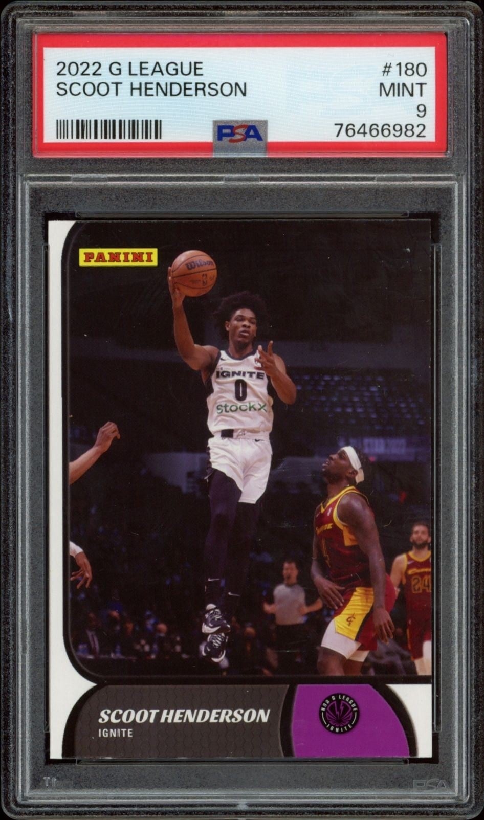 Scoot Henderson 2021-22 Panini NBA G League #180 Basketball Trading Card - Front 2021-22 Panini NBA G League Scoot Henderson #180 basketball trading card front