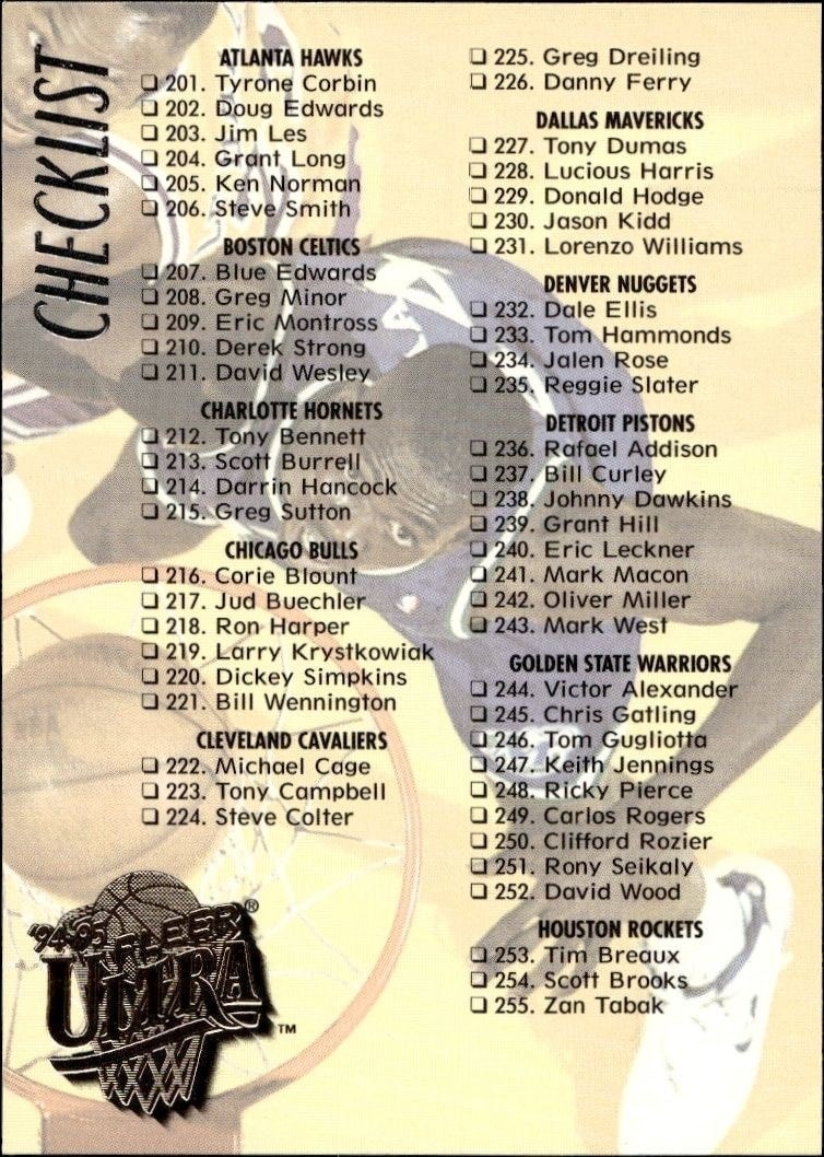 1994-95 Fleer Ultra checklist preview