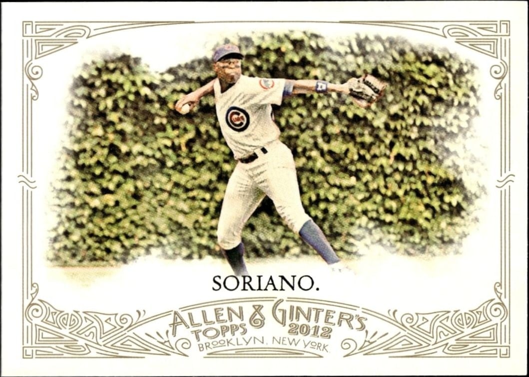 Alfonso Soriano 2012 Topps Allen & Ginter #242 Baseball Trading Card - Front 2012 Topps Allen & Ginter Alfonso Soriano #242 baseball trading card front
