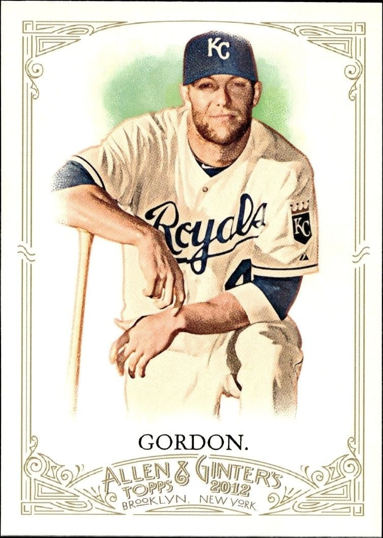Alex Gordon 2012 Topps Allen & Ginter #34 Baseball Trading Card - Front 2012 Topps Allen & Ginter Alex Gordon #34 baseball trading card front