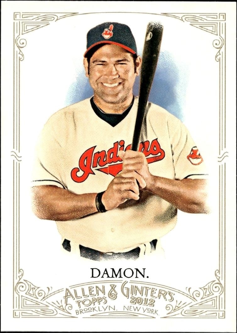 Johnny Damon 2012 Topps Allen & Ginter #59 Baseball Trading Card - Front 2012 Topps Allen & Ginter Johnny Damon #59 baseball trading card front