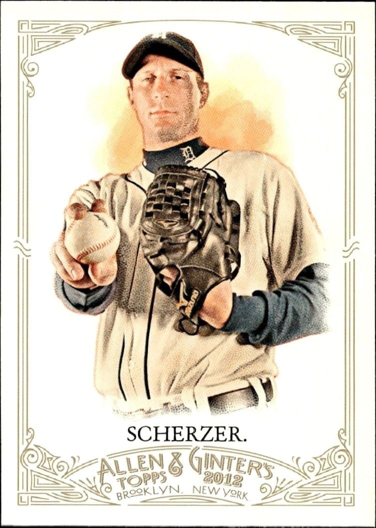 Max Scherzer 2012 Topps Allen & Ginter #97 Baseball Trading Card - Front 2012 Topps Allen & Ginter Max Scherzer #97 baseball trading card front