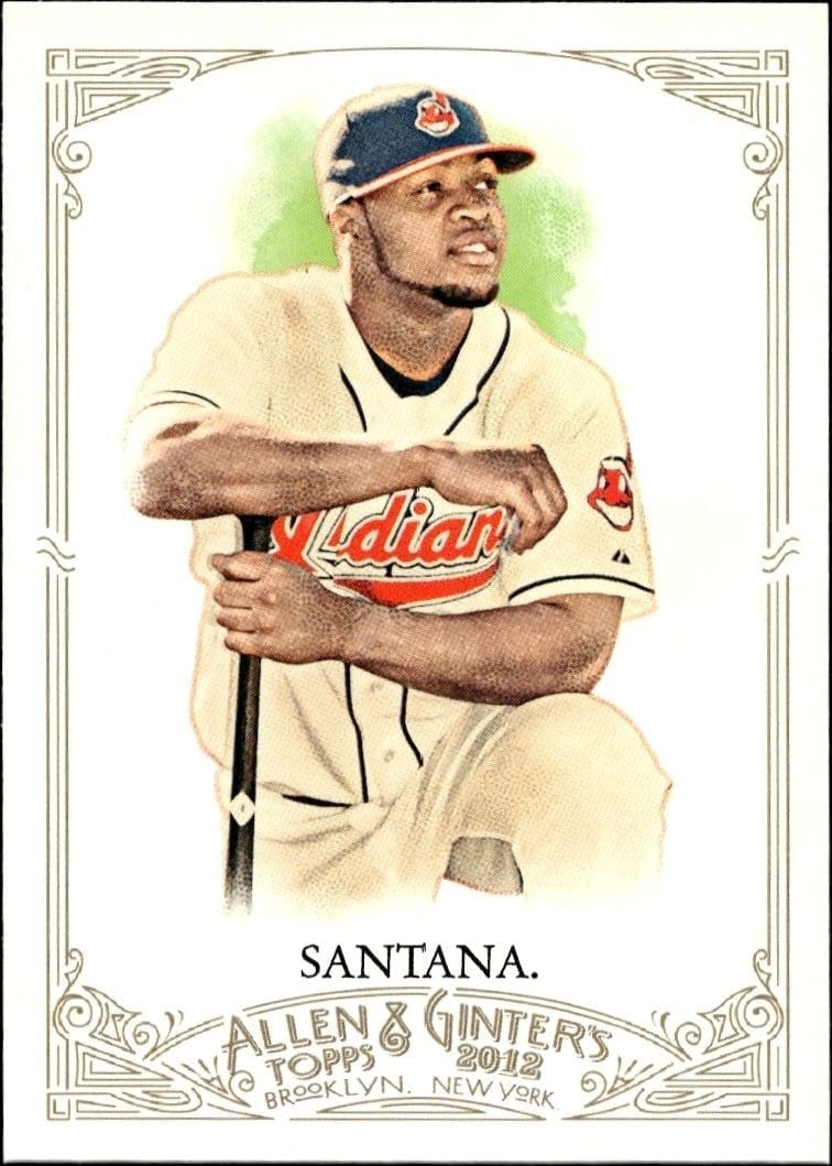 Carlos Santana 2012 Topps Allen & Ginter #115 Baseball Trading Card - Front 2012 Topps Allen & Ginter Carlos Santana #115 baseball trading card front