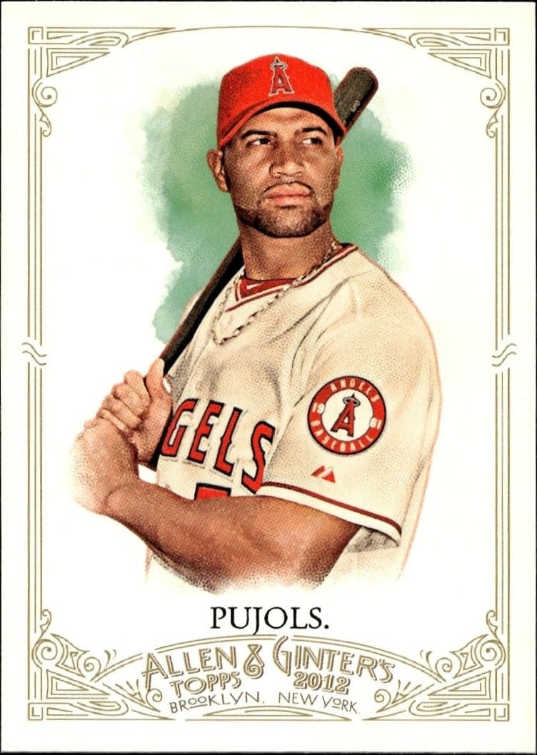 Albert Pujols 2012 Topps Allen & Ginter #1 Baseball Trading Card - Front 2012 Topps Allen & Ginter Albert Pujols #1 baseball trading card front