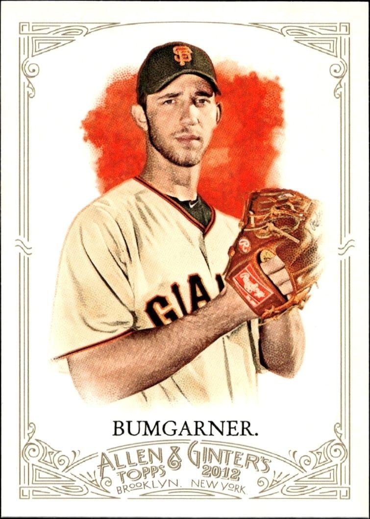 Madison Bumgarner 2012 Topps Allen & Ginter #130 Baseball Trading Card - Front 2012 Topps Allen & Ginter Madison Bumgarner #130 baseball trading card front