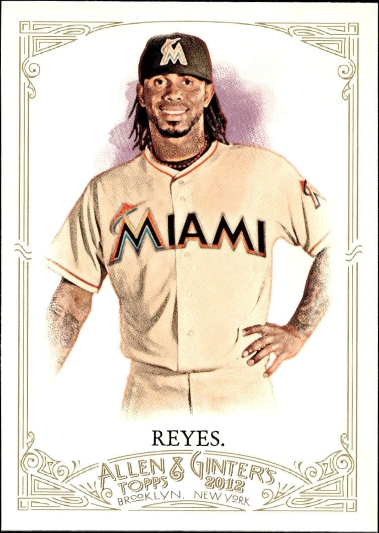 Jose Reyes 2012 Topps Allen & Ginter #142 Baseball Trading Card - Front 2012 Topps Allen & Ginter Jose Reyes #142 baseball trading card front