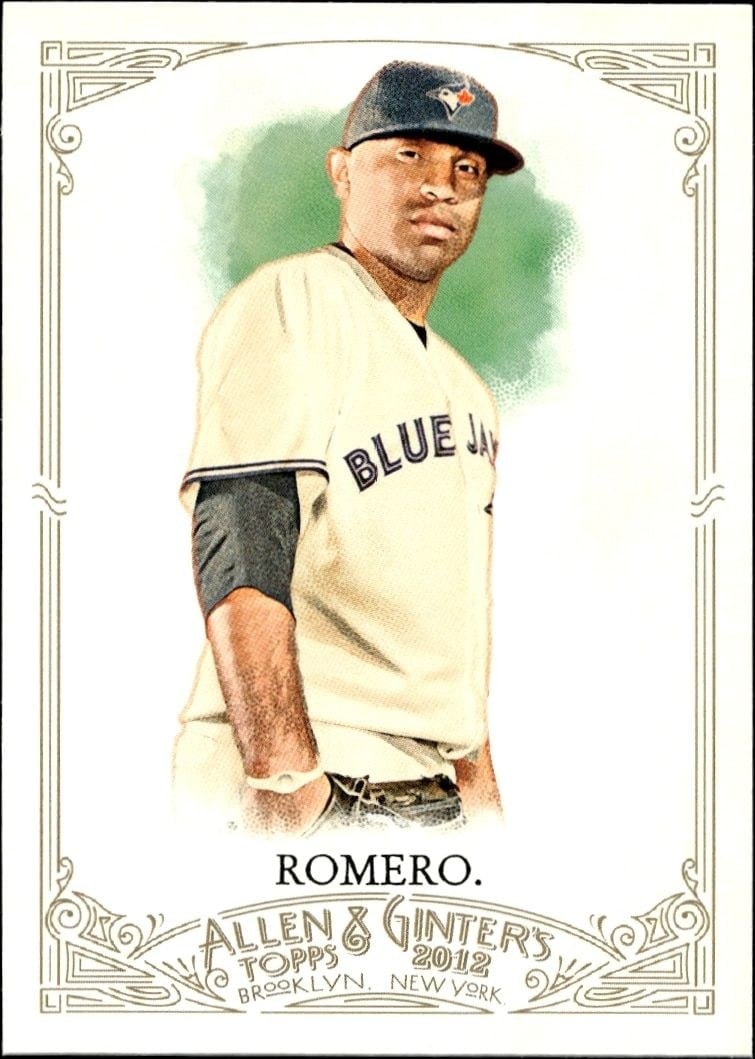 Ricky Romero 2012 Topps Allen & Ginter #199 Baseball Trading Card - Front 2012 Topps Allen & Ginter Ricky Romero #199 baseball trading card front