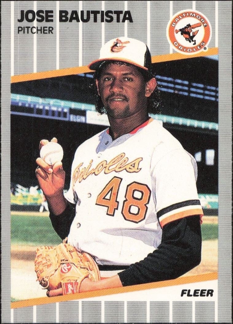 Jose Bautista 1989 Fleer #608 Baseball Trading Card - Front 1989 Fleer Jose Bautista #608 baseball trading card front