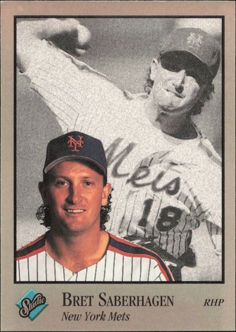 Bret Saberhagen 1992 Leaf Studio #69 Baseball Trading Card - Front 1992 Leaf Studio Bret Saberhagen #69 baseball trading card front