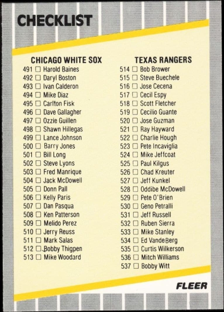 1989 Fleer Chicago White Sox #659 trading card
