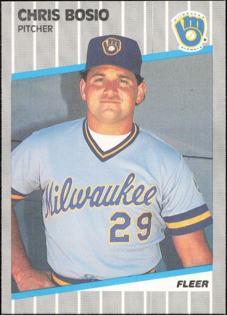 Chris Bosio 1989 Fleer #179 Baseball Trading Card - Front 1989 Fleer Chris Bosio #179 baseball trading card front