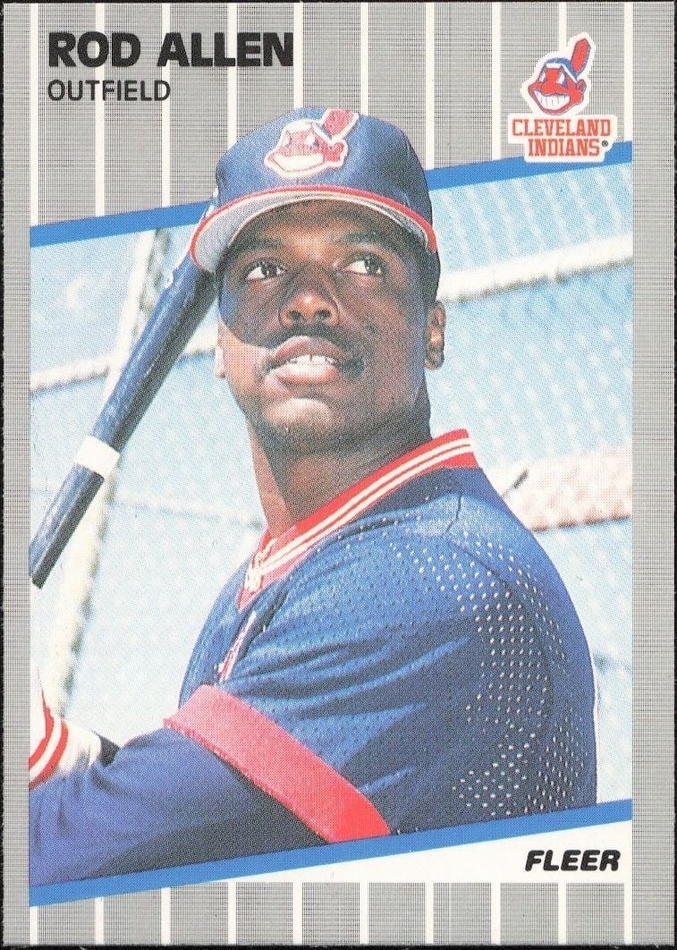 Rod Allen 1989 Fleer #397 Baseball Trading Card - Front 1989 Fleer Rod Allen #397 baseball trading card front