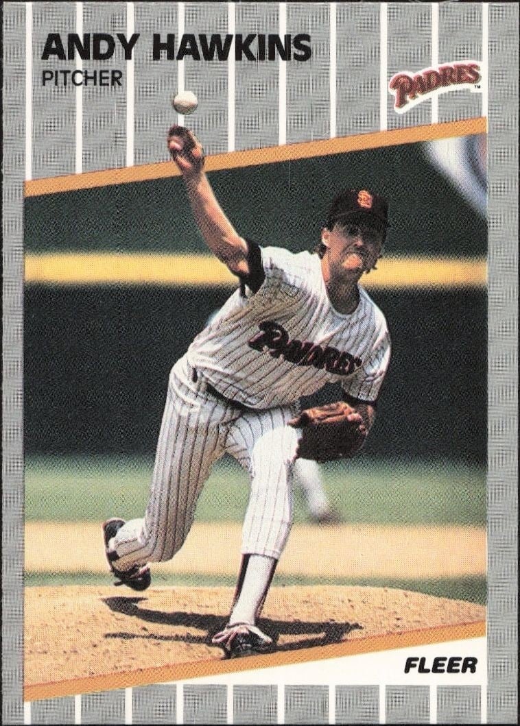 Andy Hawkins 1989 Fleer #307 Baseball Trading Card - Front 1989 Fleer Andy Hawkins #307 baseball trading card front