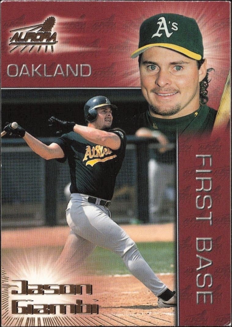 Jason Giambi 1998 Pacific Aurora #65 Baseball Trading Card - Front 1998 Pacific Aurora Jason Giambi #65 baseball trading card front