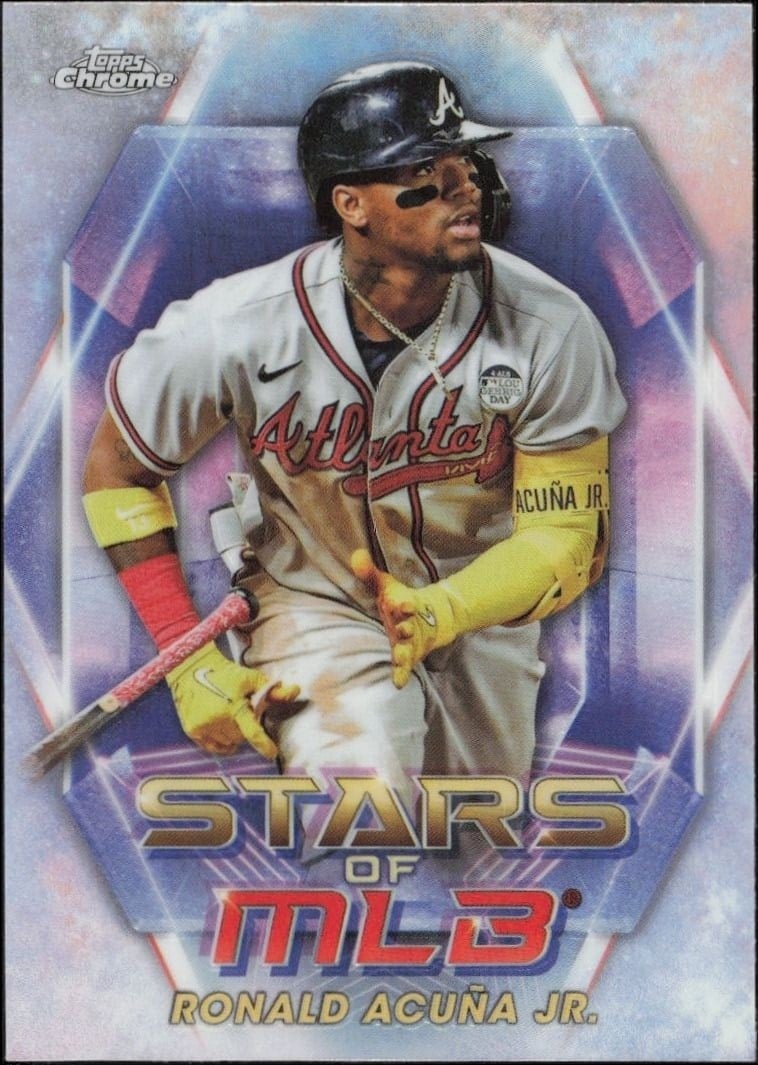 Ronald Acuña Jr. 2023 Topps #SMLBC-3 Baseball Trading Card - Front 2023 Topps Ronald Acuña Jr. #SMLBC-3 baseball trading card front