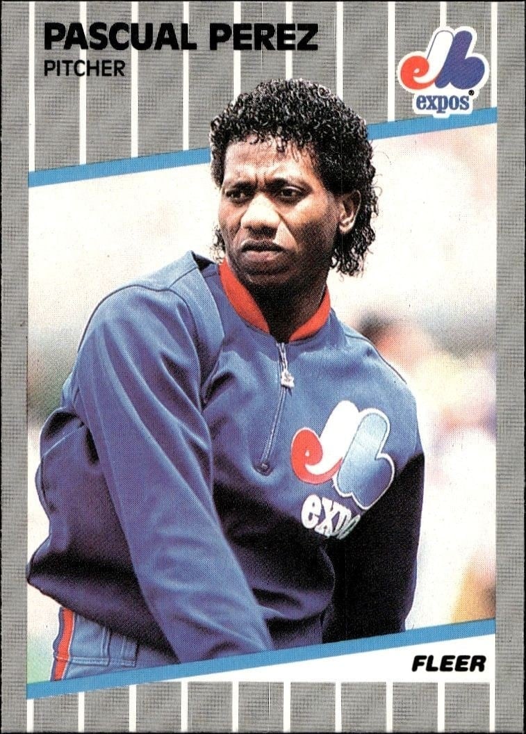 Pascual Perez 1989 Fleer #390 Baseball Trading Card - Front 1989 Fleer Pascual Perez #390 baseball trading card front
