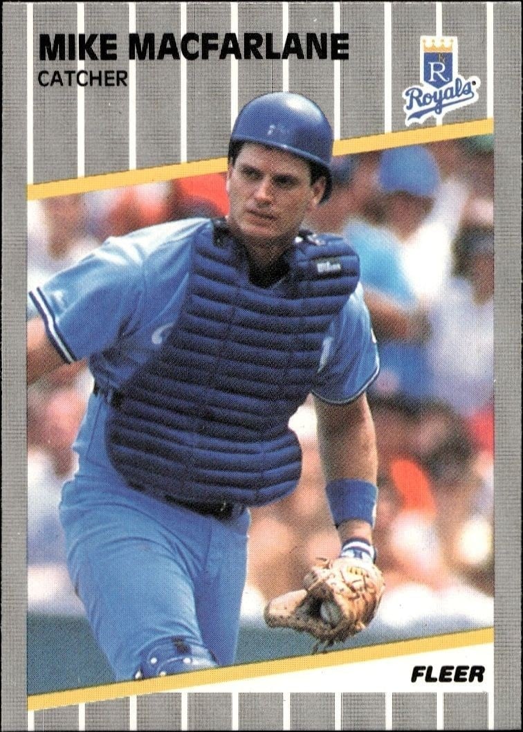 Mike Macfarlane 1989 Fleer #287 Baseball Trading Card - Front 1989 Fleer Mike Macfarlane #287 baseball trading card front