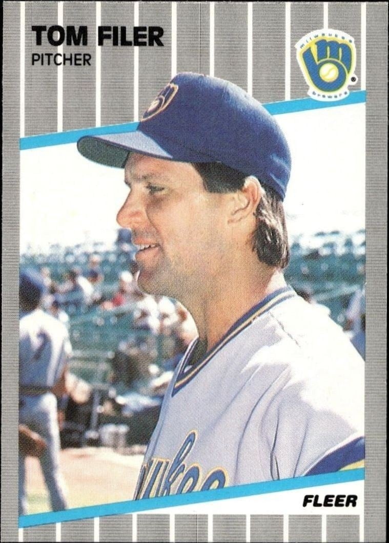 Tom Filer 1989 Fleer #185 Baseball Trading Card - Front 1989 Fleer Tom Filer #185 baseball trading card front