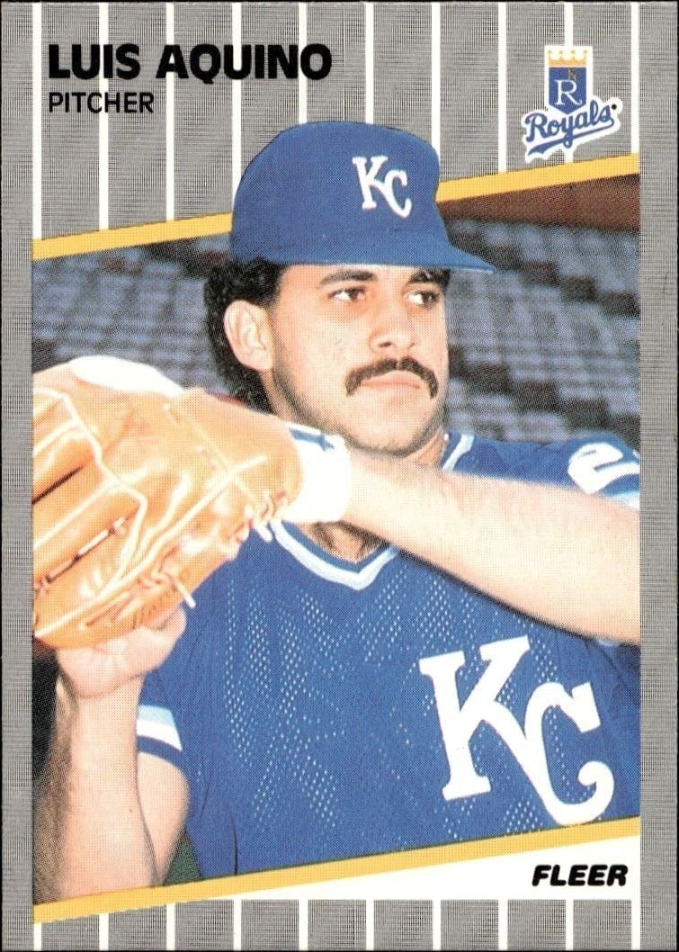Luis Aquino 1989 Fleer #275 Baseball Trading Card - Front 1989 Fleer Luis Aquino #275 baseball trading card front