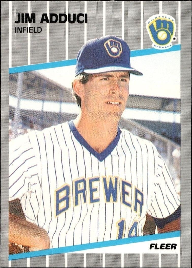 Jim Adduci 1989 Fleer #176 Baseball Trading Card - Front 1989 Fleer Jim Adduci #176 baseball trading card front