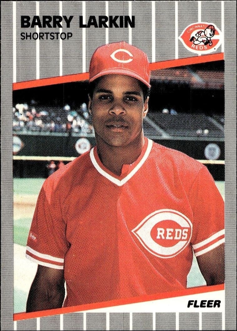 Barry Larkin 1989 Fleer #164 Baseball Trading Card - Front 1989 Fleer Barry Larkin #164 baseball trading card front